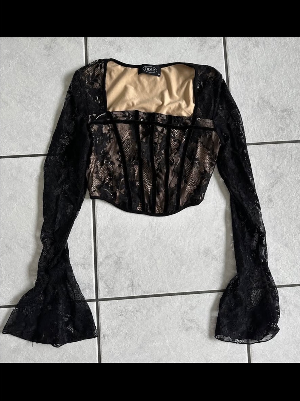 Ladies Cider Black Lace Top size XS